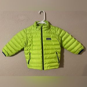 Bright green, toddler size 2, patagonia puffer coat/jacket